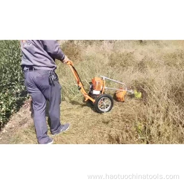 Two wheel brush cutter grass trimmer
